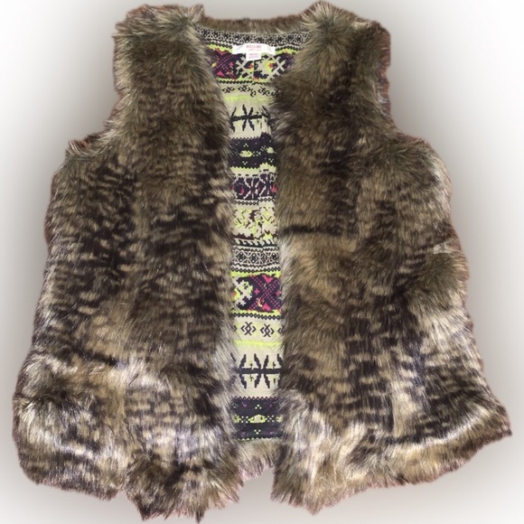 Mossimo Supply Co. Jackets & Blazers - Mossimo Faux Fur Brown Speckled Furry Fuzzy Vest XS Boho Indie Hippie